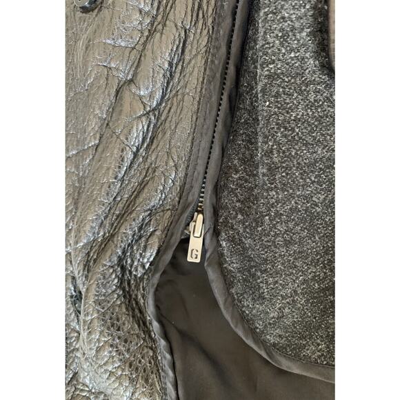 GUESS Matrix Vibes black leather coat mens medium jacket zip out lining - Picture 8 of 8